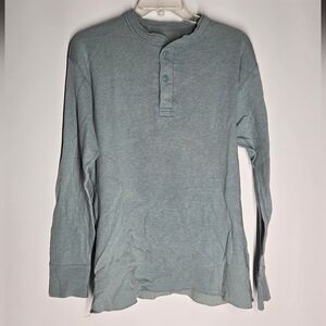 L.L. Bean Greenish Blue Long Sleeve Henley Tee